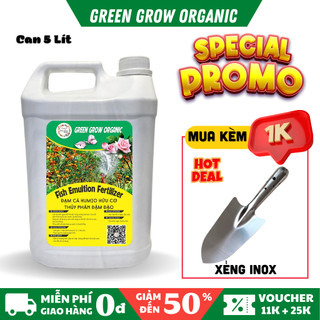 Phân đạm cá Fish Emulsion Green Grow Organic, can 5 lít, đạm cá hữu cơ kích rễ mạnh to cành MS134