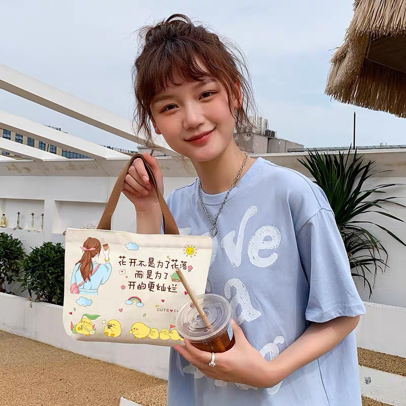 Túi Vải Tote Họa Tiết Hoạt Hình Phong Cách Hàn Cho Nữ TUI3