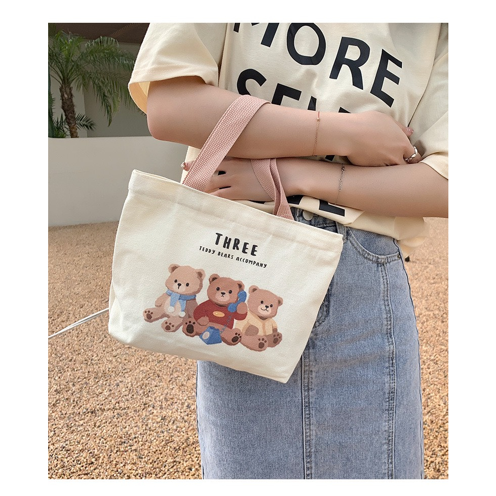 Túi Vải Tote Họa Tiết Hoạt Hình Phong Cách Hàn Cho Nữ TUI3
