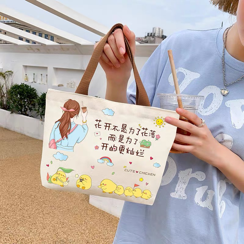 Túi Vải Tote Họa Tiết Hoạt Hình Phong Cách Hàn Cho Nữ TUI3
