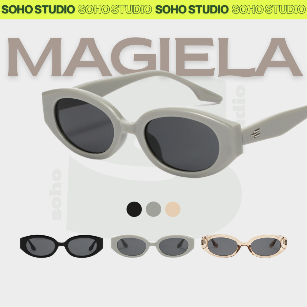 Kính mát nam nữ MAGIELA Soho Studio gọng oval thiết kế khung bầu dục cá tính nổi bật chi tiết kim loại bắt sáng trending