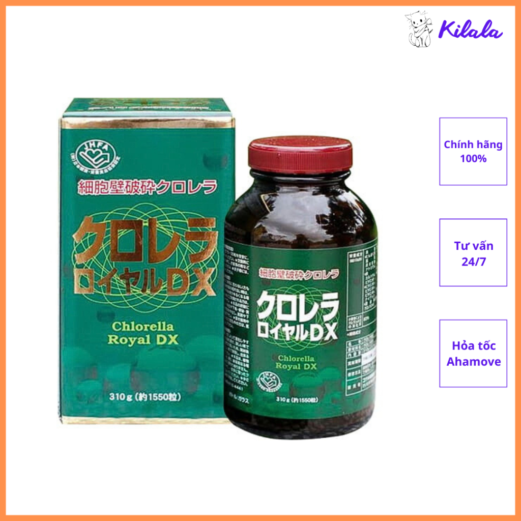 Tảo lục hoàng gia giúp bồi bổ sức khỏe Chlorella Royal DX 1550 viên nội địa Nhật