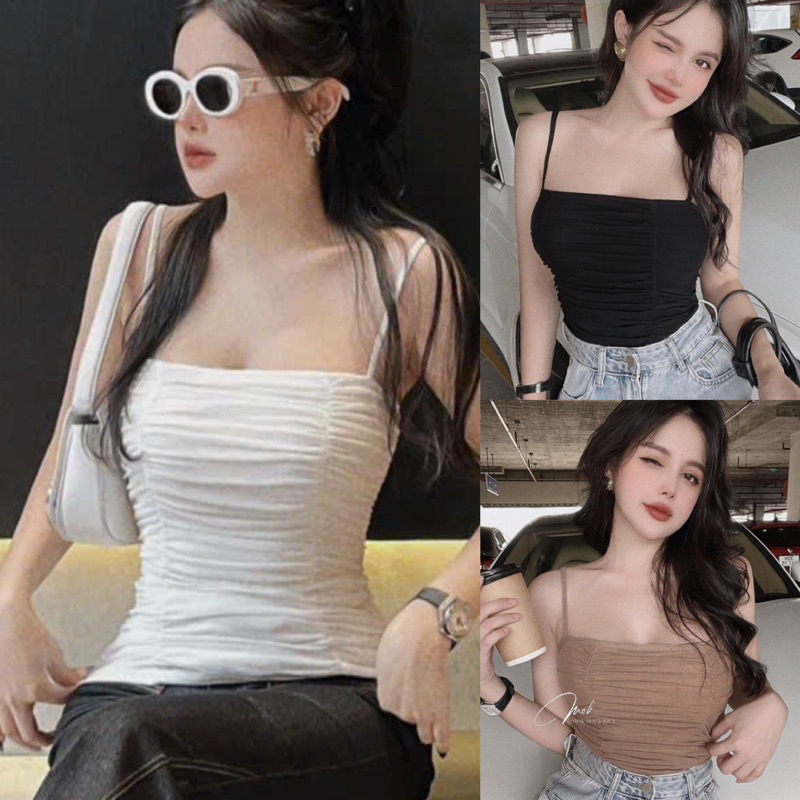Áo Dây Dáng Dài Nhún Rút Thân Chất Borip