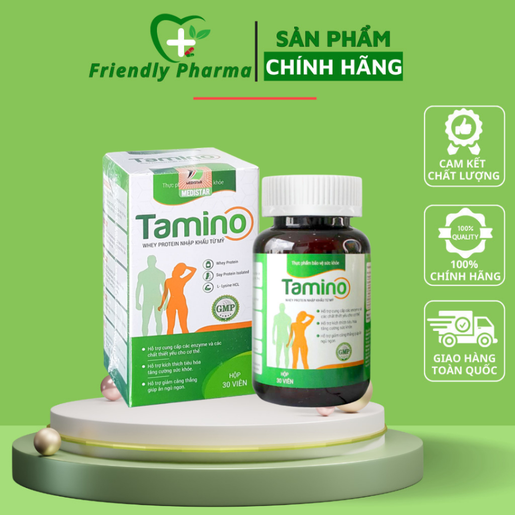 Tamino Viên Uống Tăng Cân, Tăng Cơ, Săn Chắc, Không Tích Nước (Hộp 30 viên)