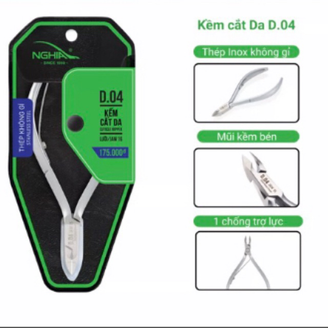 Kềm Nghĩa cắt da THÉP KHÔNG GỈ D04 mũi 16