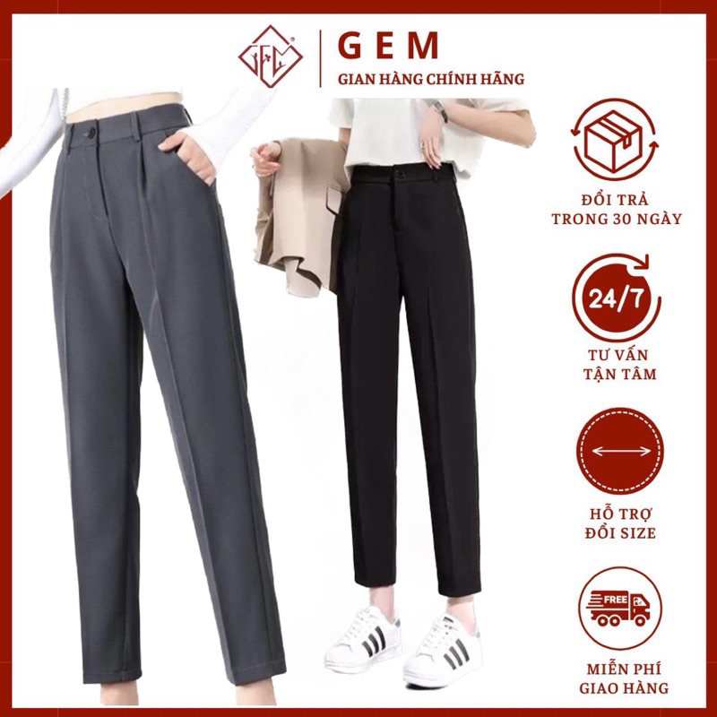 Quần vải đi học dáng baggy đủ size nâu ghi đen hàng có sẵn - GEM Fashion