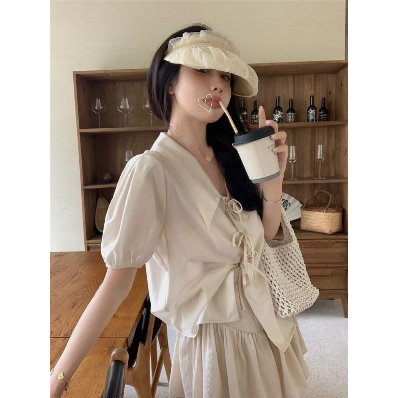 Set đồ áo babydoll kèm chân váy xòe chữ A