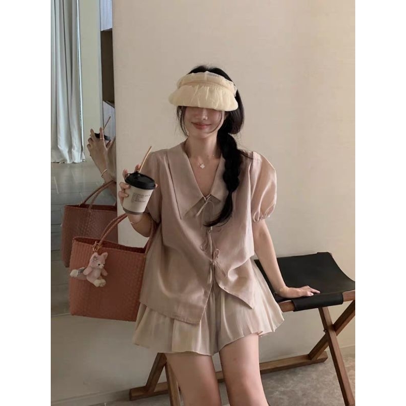 Set đồ áo babydoll kèm chân váy xòe chữ A