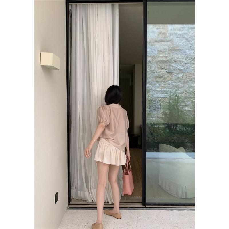 Set đồ áo babydoll kèm chân váy xòe chữ A