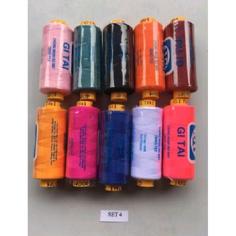 Set 10 cuộn chỉ Gitai 400M màu khác nhau