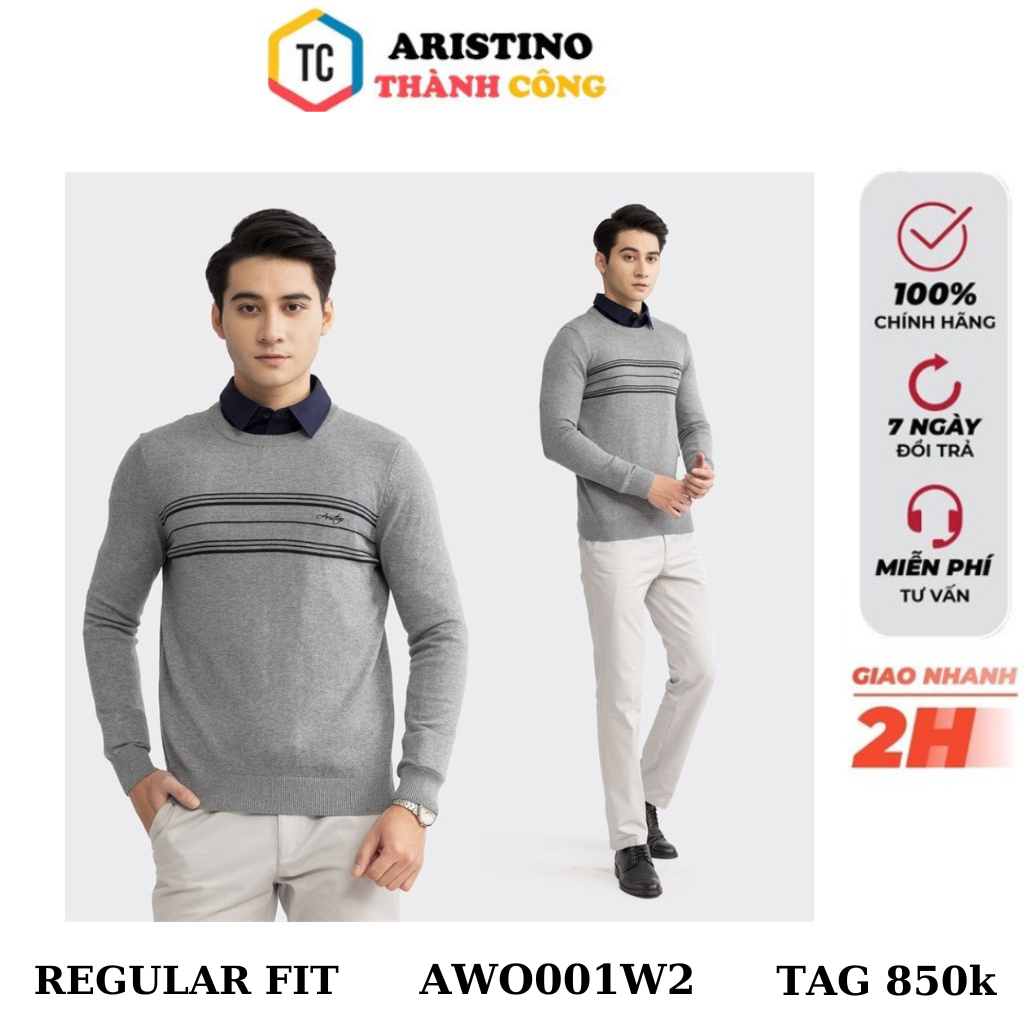 Áo len nam Aristino mềm mại form suông nhẹ AWO001W2-4 màu