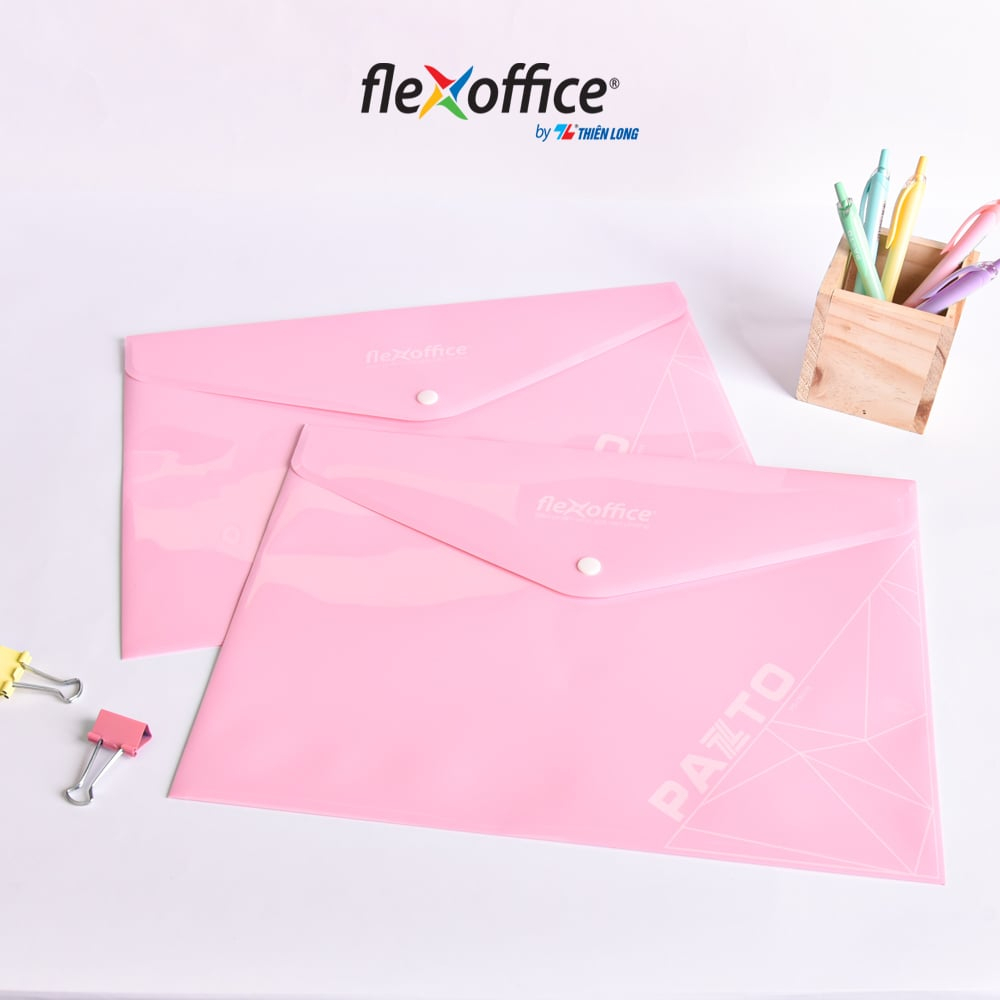 Bìa nút Pazto màu Pastel Thiên Long Flexoffice FO-CBF009 / Túi cúc khổ A4 Thiên Long CBF009