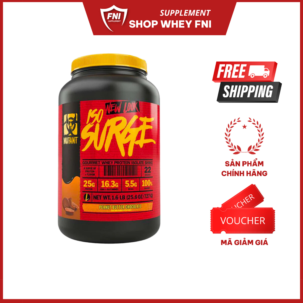 Mutant whey Iso Surge Tăng Cơ Giảm Mỡ Hiệu Quả, Hỗ Trợ Phục Hồi Cơ Bắp, Chính Hãng 1,6lbs (727gram)