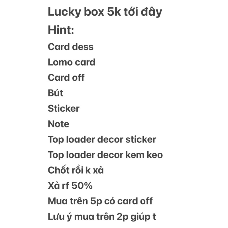Lucky box 5k đây