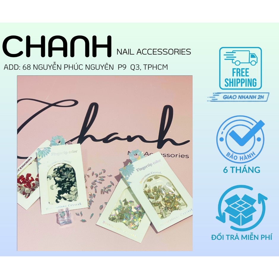 Đá Nail Chân Bằng Mix Mẫu 100 Viên - Đá Khối Gắn Móng  Chân Bằng Siêu Sáng Siêu Bền