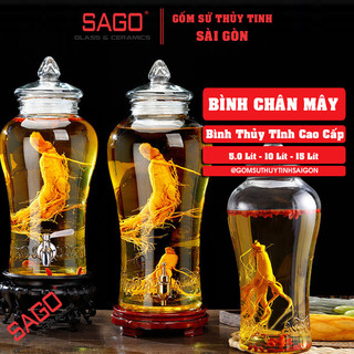 Bình sâm thủy tinh , bình ngâm ruou chân mây 5 lít / 10 lít / 15 lít , tùy chọn dung tích