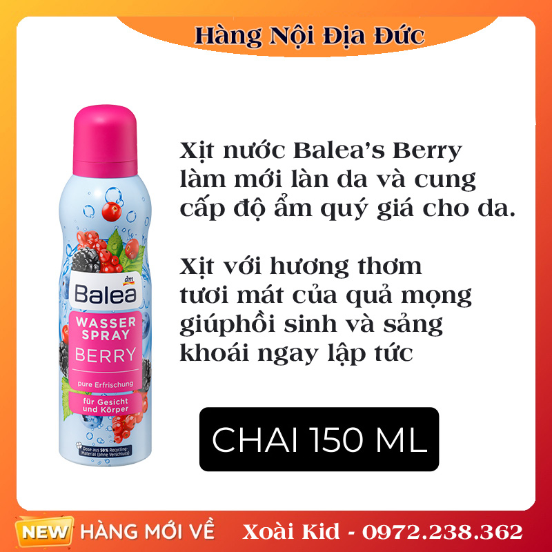 Xịt khoáng Balea Aqua cấp ẩm 75ml và 150ml của Đức -DATE MỚI ĐỦ BILL