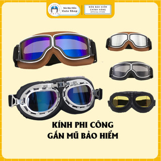 Kính Phi Công Gắn Nón Bảo Hiểm Kiểu Dáng Classic Viền Da Cao Cấp Trang Trí Mũ Bảo Hiểm CUTE SHOP