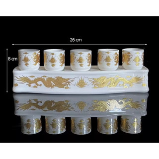 Bộ 5 ang chum ly trắng rồng thờ cúng