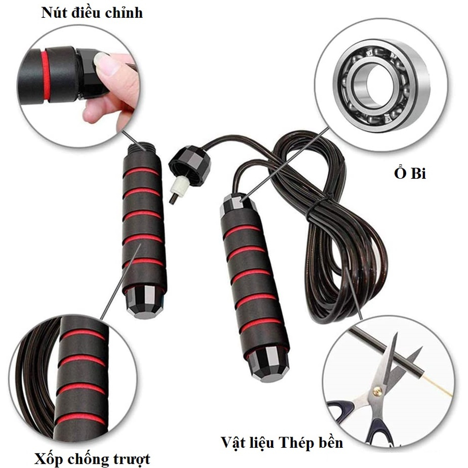 Dây Nhảy Tập Thể Dục Thể Thao Giảm Cân Lõi Thép đốt mỡ bụng kèm tạ 2.7m tập thể dục gym Tại nhà TDN1 MONASO