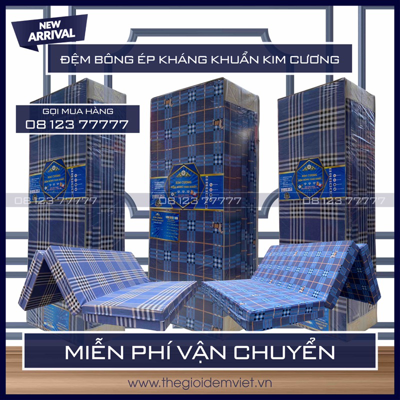 Đệm Bông Ép Kháng Khuẩn Kim Cương