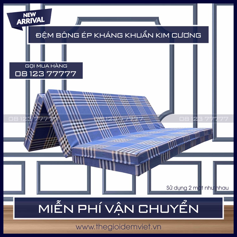 Đệm Bông Ép Kháng Khuẩn Kim Cương