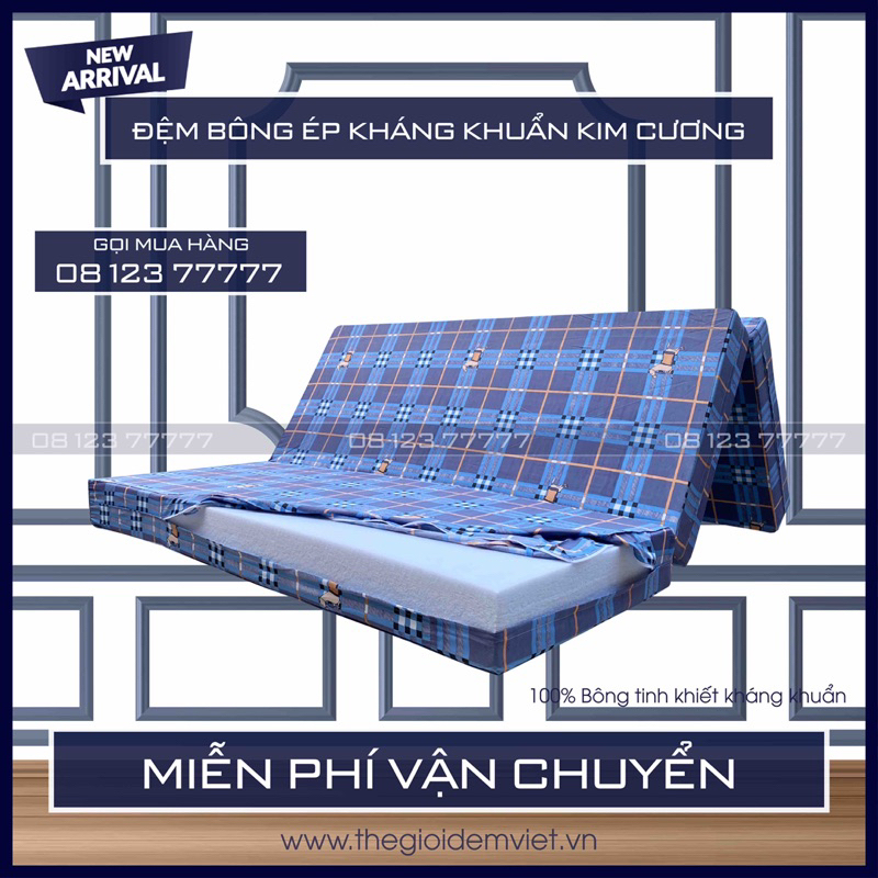 Đệm Bông Ép Kháng Khuẩn Kim Cương