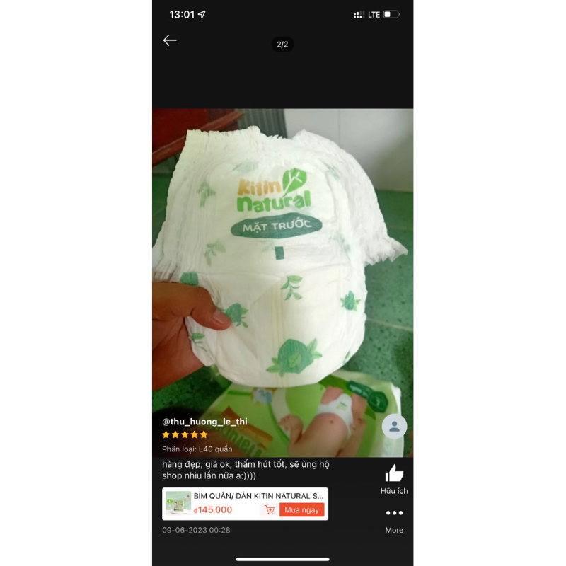 Tã/ Bỉm quần/dán Kitin Natural đủ size S50/M44/L40/XL38/XXL36/XXXL34