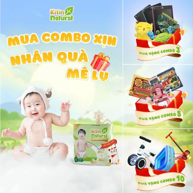 Tã/ Bỉm quần/dán Kitin Natural đủ size S50/M44/L40/XL38/XXL36/XXXL34