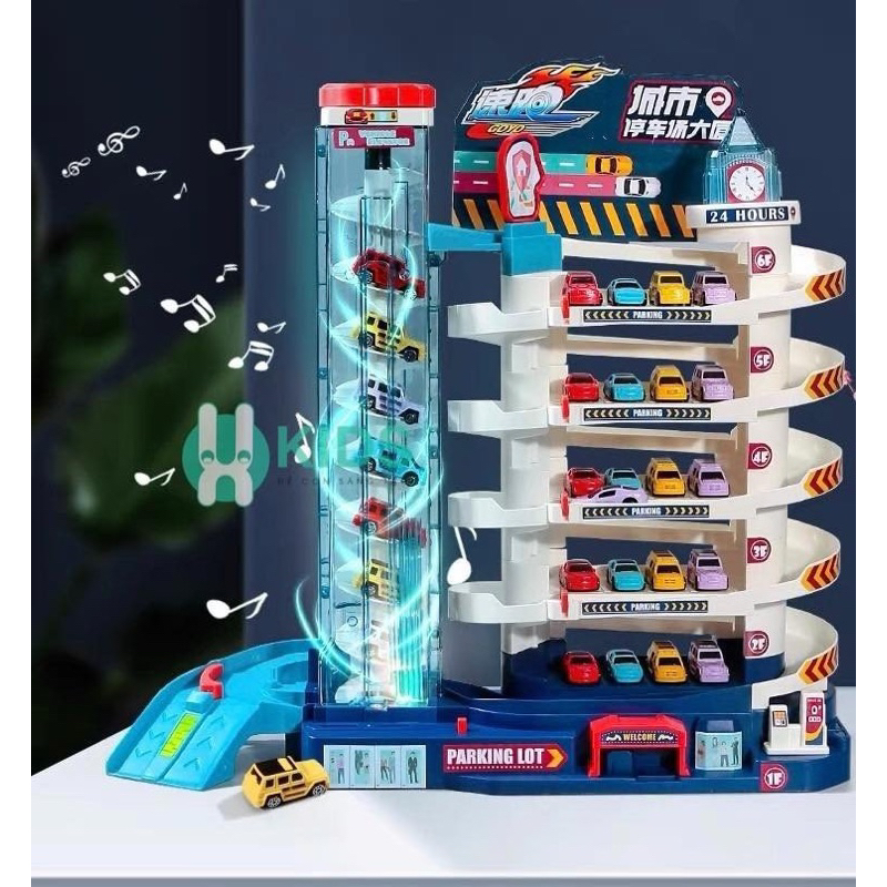 Đồ chơi bãi xe 5 tầng, garage ô tô 5 tầng