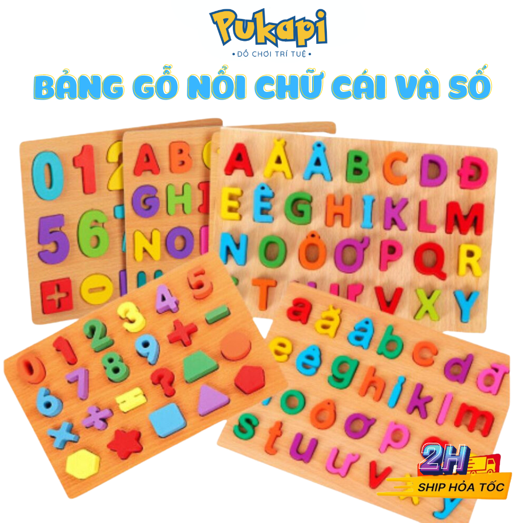 Đồ Chơi Bảng Chữ Cái Gỗ Nổi, Đồ Chơi Giáo Dục Cho Bé PUKAPI