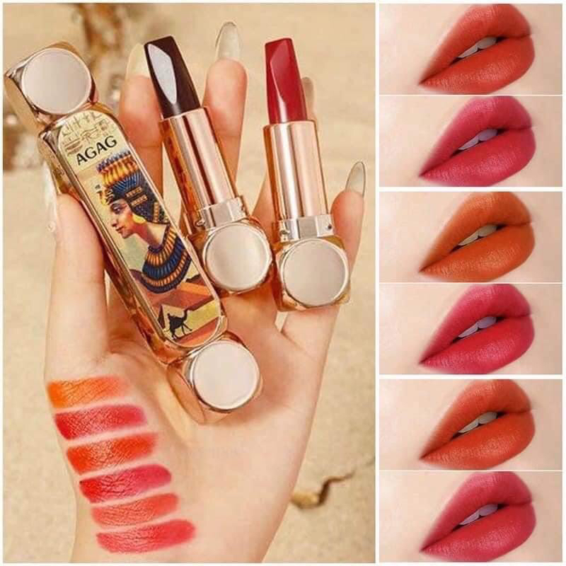 Son AGAG 6 Màu Trên Cùng 1 Thỏi Son In Hình Nữ Hoàng Ai Cập Sang Chảnh Giữ Màu Không Trôi