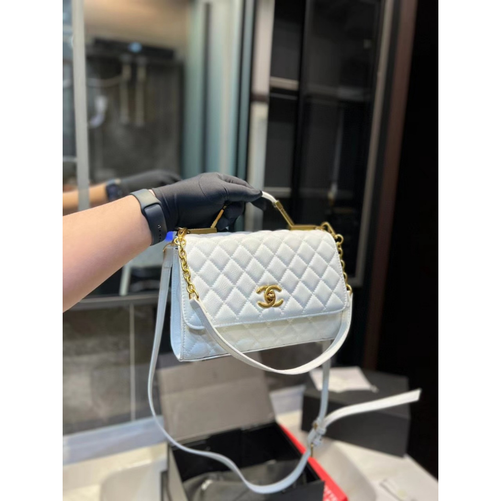 Túi c.n Flapbag quai xách SP màu trắng - Shop Lynh