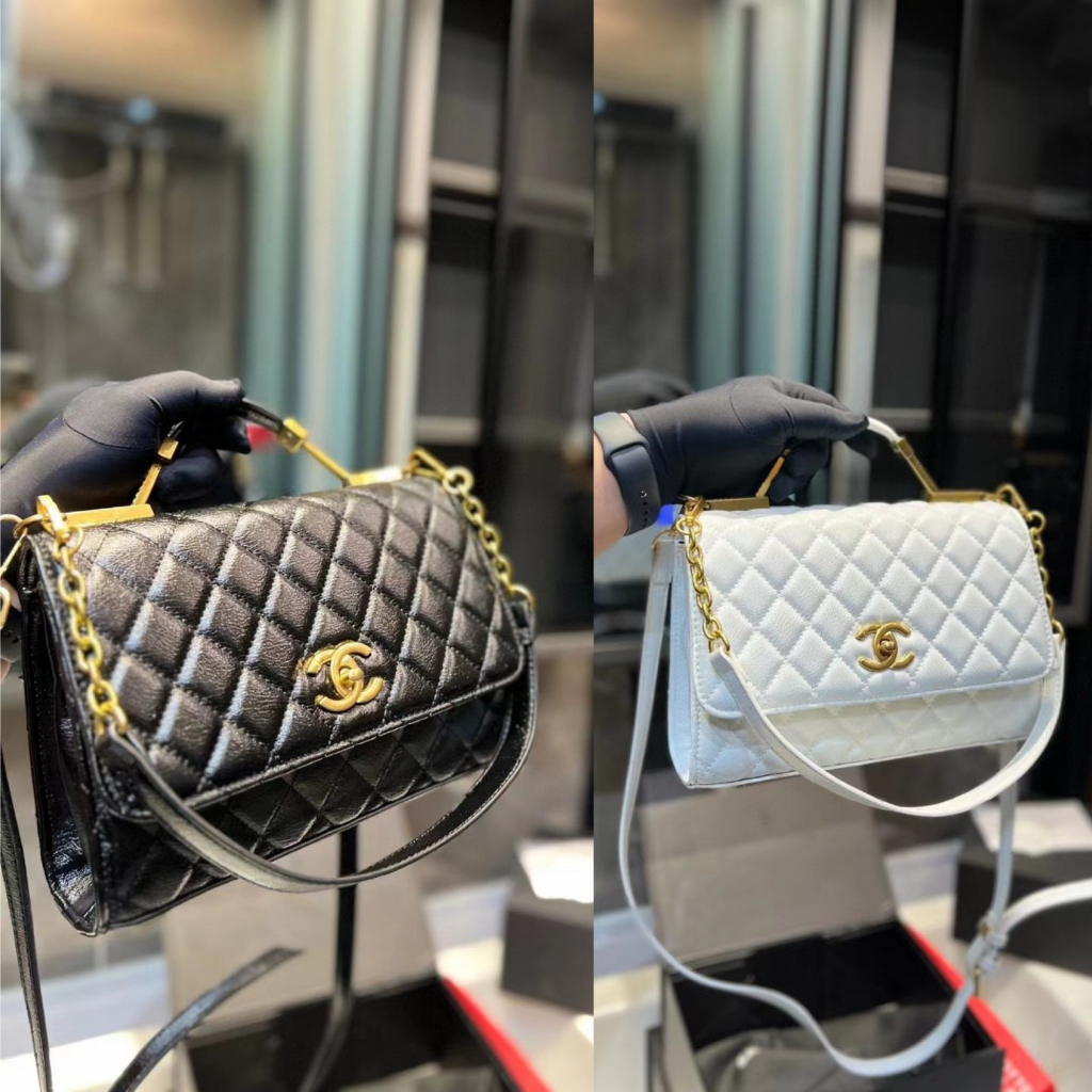 Túi c.n Flapbag quai xách SP màu trắng - Shop Lynh