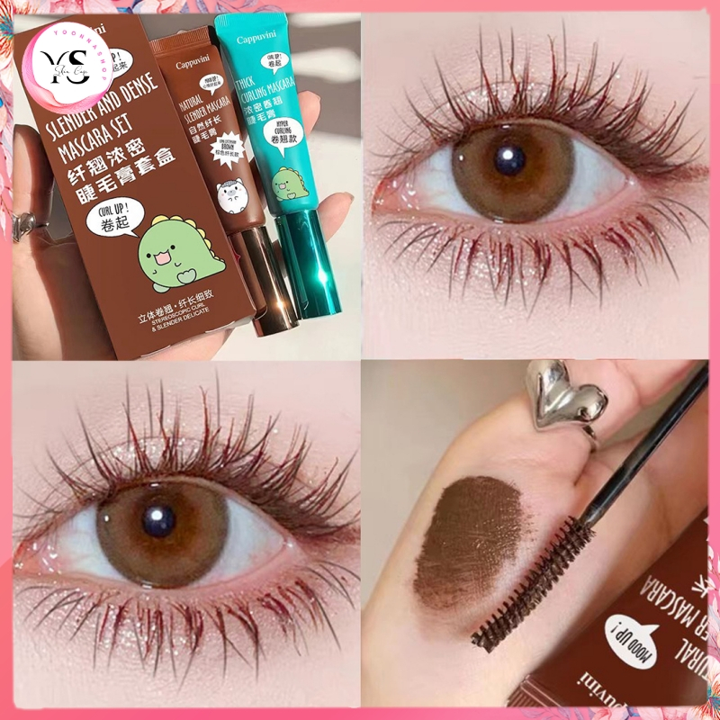 Mascara Dài Mi và Cong Mi Cappuvini Chuốt Mi Đen + Nâu Lâu Trôi Chống Thấm Nước A159