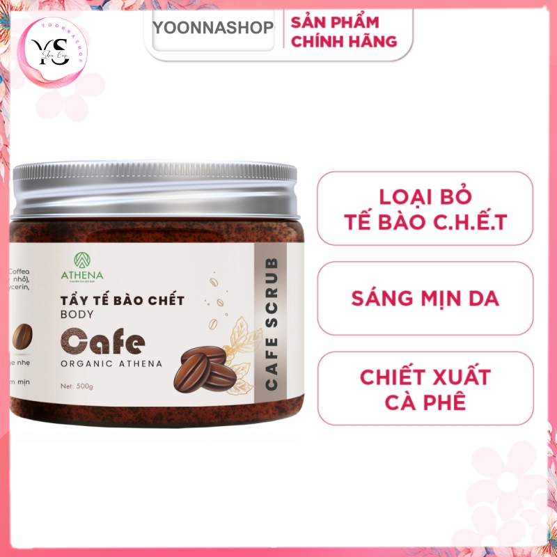 Tẩy Tế Bào Chết Body Cà Phê Hữu Cơ Organic ATHENA 500g Giúp Trắng Da Toàn Thân, Giảm Mụn Mờ Thâm ATH08