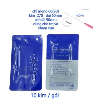 chỉ cấy đông y MONO kim dài 60mm -kim 27G, 1 bịch 10 sợi chỉ ,mã sản phẩm  MP-27-06