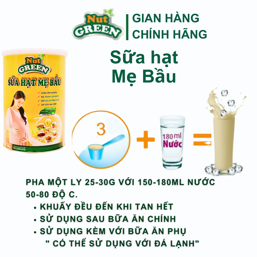 Ngũ cốc lợi sữa, Sữa hạt mẹ bầu Nutgreen mix 30 loại hạt cao cấp bổ sung dinh dưỡng Cao cấp