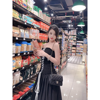MAXI ĐEN NHÚN SMOKING ĐAN DÂY TRẮNG