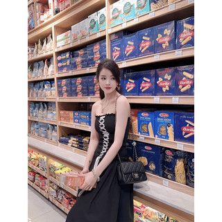 MAXI ĐEN NHÚN SMOKING ĐAN DÂY TRẮNG