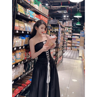 MAXI ĐEN NHÚN SMOKING ĐAN DÂY TRẮNG