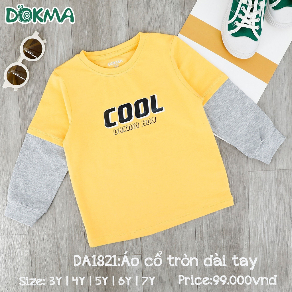 DA1815 - DA1821 Áo dài tay bé trai cotton siêu nhân cổ tròn Dokma