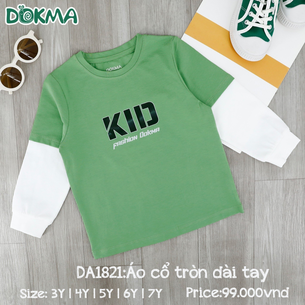 DA1815 - DA1821 Áo dài tay bé trai cotton siêu nhân cổ tròn Dokma