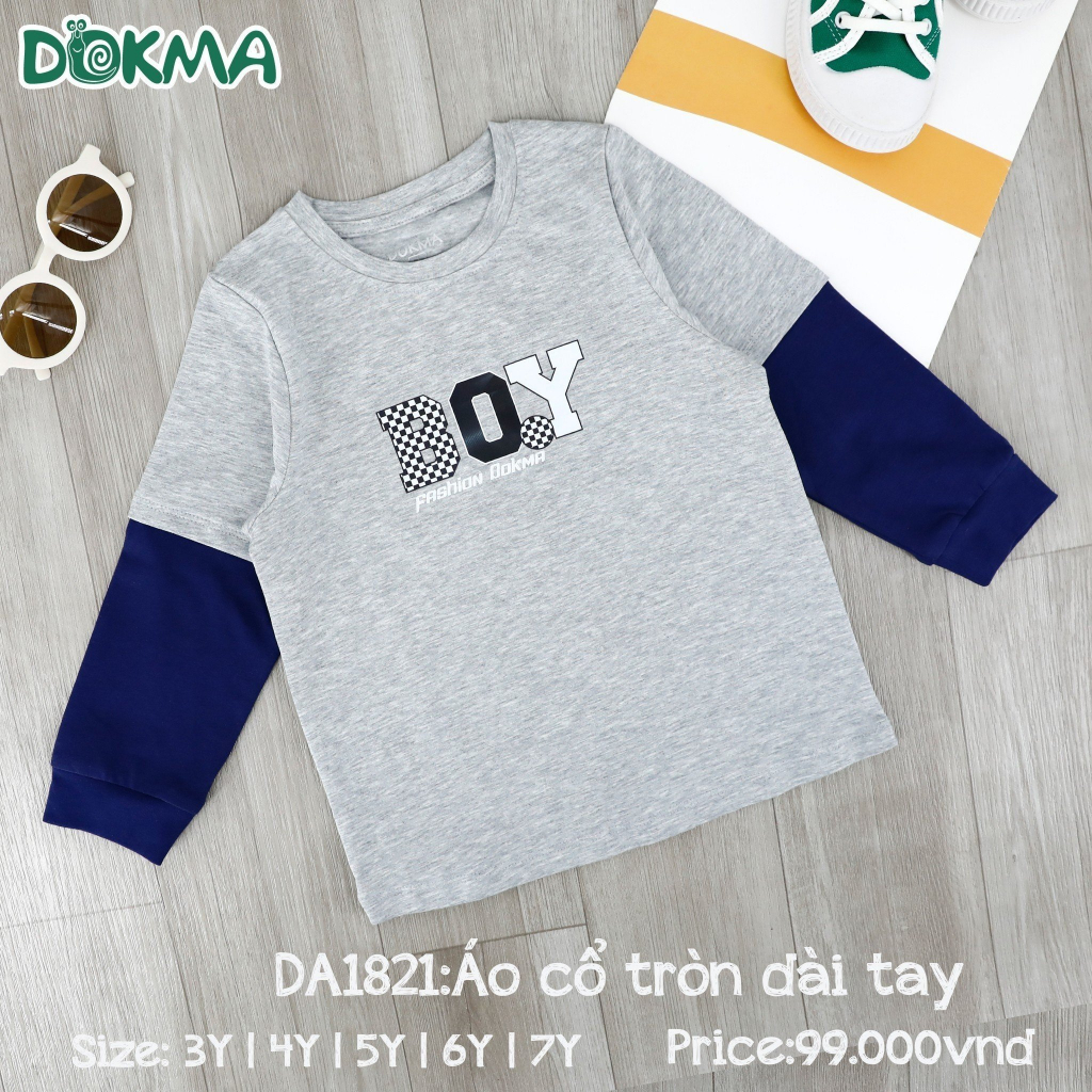 DA1815 - DA1821 Áo dài tay bé trai cotton siêu nhân cổ tròn Dokma