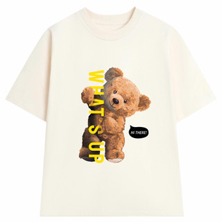 Áo thun tay lỡ form rộng đẹp oversize chất vải cotton dày mịn in hình Gấu What's Up - ART6107