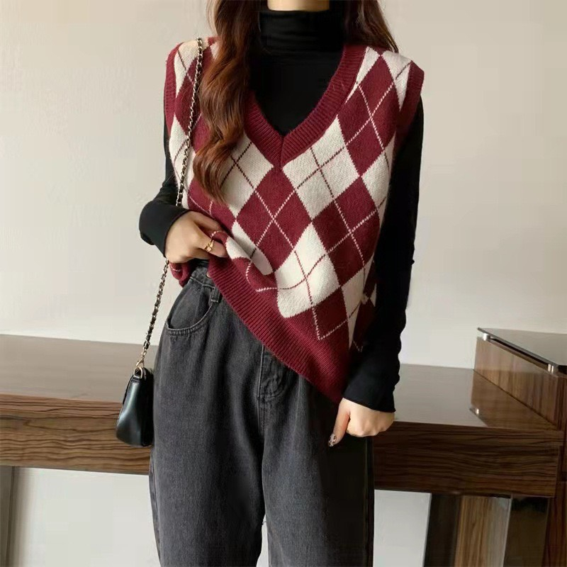 Áo len gile kẻ caro - 247store.vn - AogiletramA85_P6K14