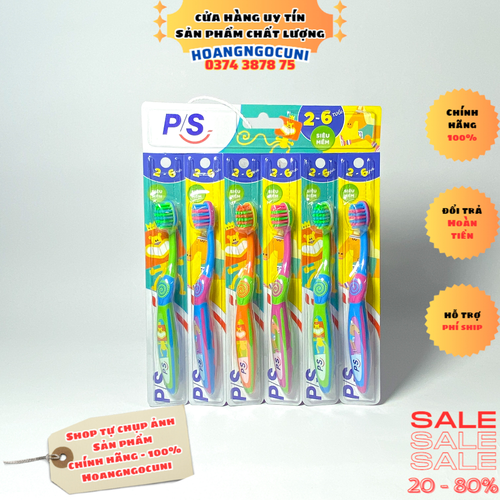 Bàn chải đánh răng P/S cho bé trẻ em từ 2-6 tuổi chính hãng cao cấp 1k freeship
