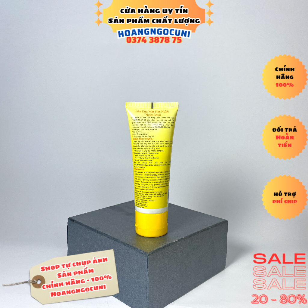 Sữa rửa mặt THORAKAO Curcuma 100g 50g tinh chất hạt nghệ giữ da mịn màng trơn láng chính hãng 100% cao cấp 1k freeship