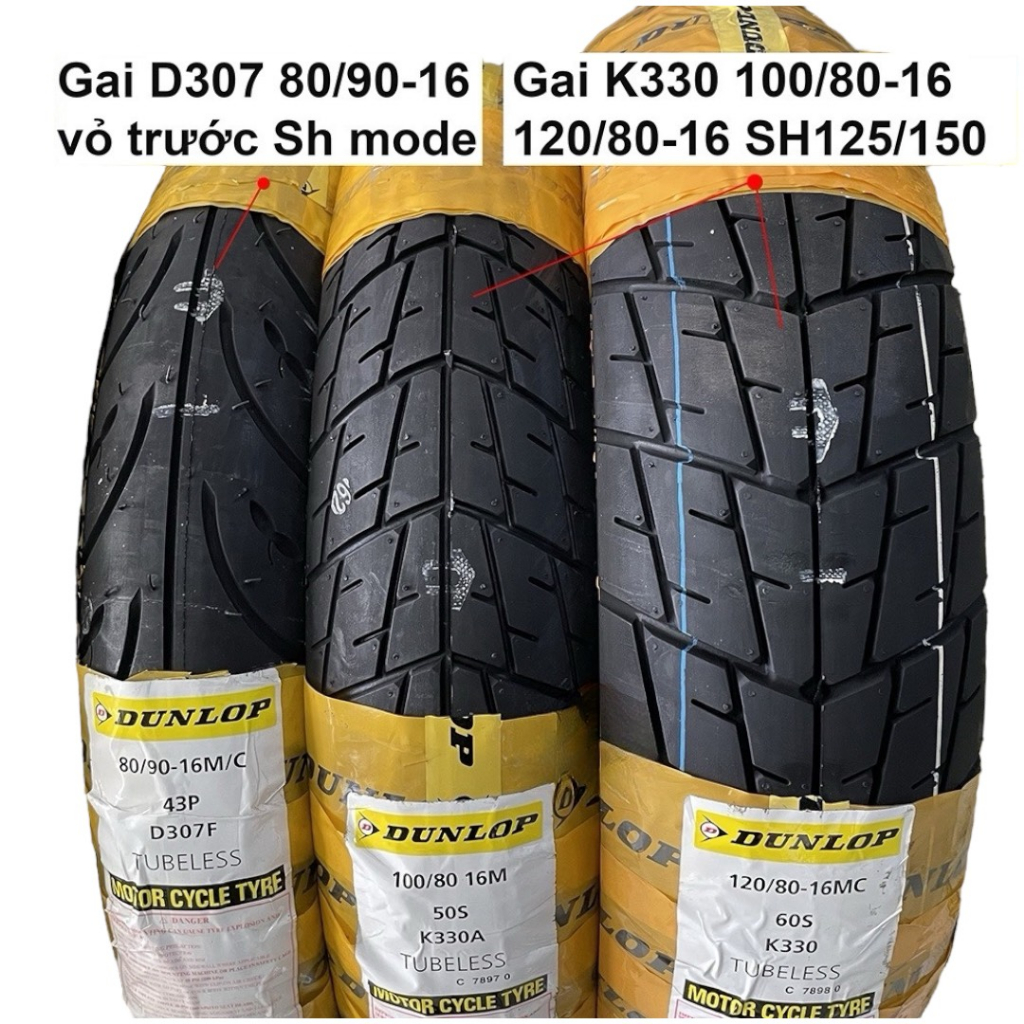 Vỏ Dunlop xe Vario,Click,Ab,PCX,Mio,Luvias,NVX,SH mode,ADV 150 mâm 14-16 inch mã 115 - D307 - SCOOT SMART TẶNG ÁO THUN
