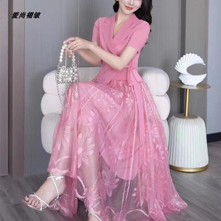 ĐẦM LỤA DẬP LY PHỐI REN THÊU CAO CẤP NHẬP QUẢNG CHÂU